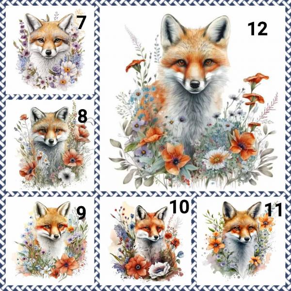 STUMPENKERZE mit Bild FUCHS blumig Auswahl 90 x 50 mm